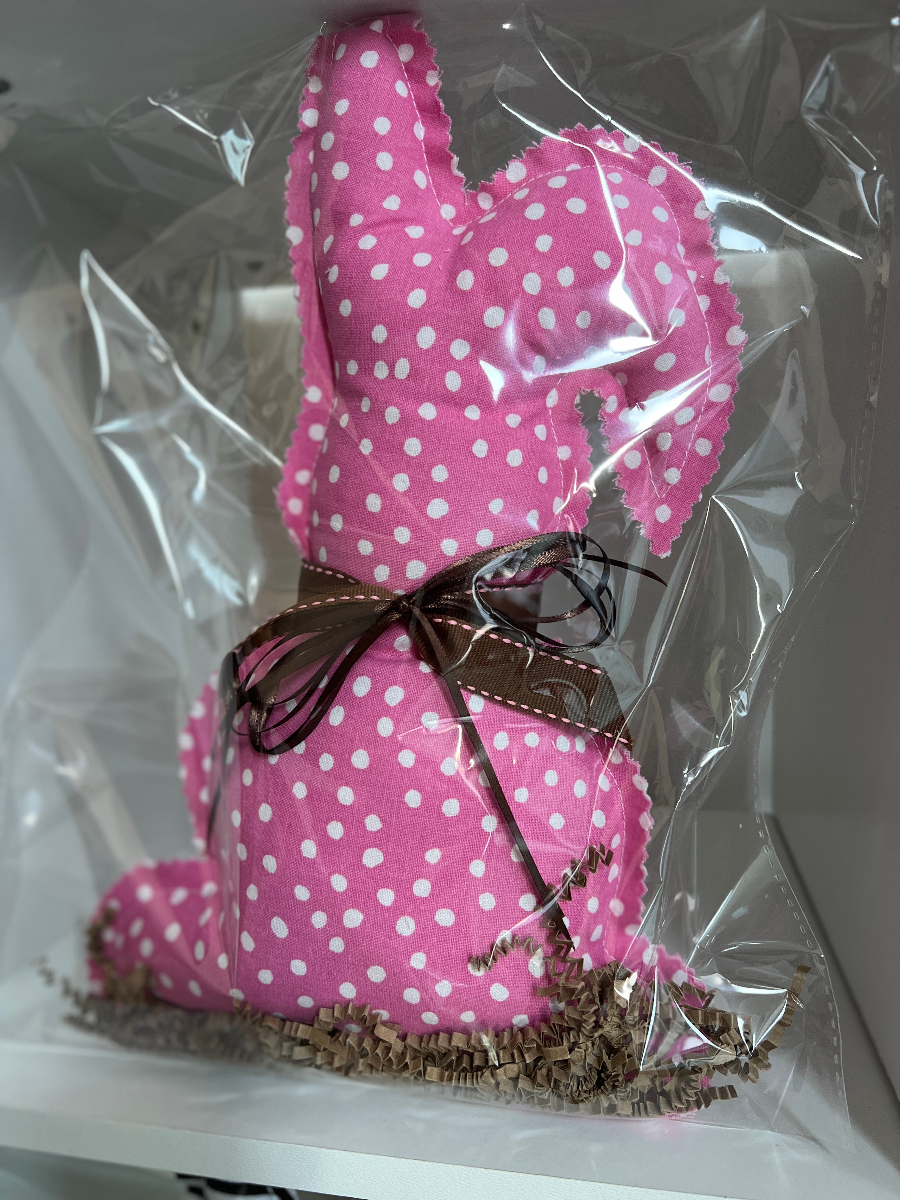 Buy pink-polka-dots-brown-bow Easter Bunny Arrives 🐇