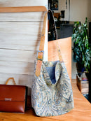 Purse - Grey/Blue Paisley with Beaded Strap-1