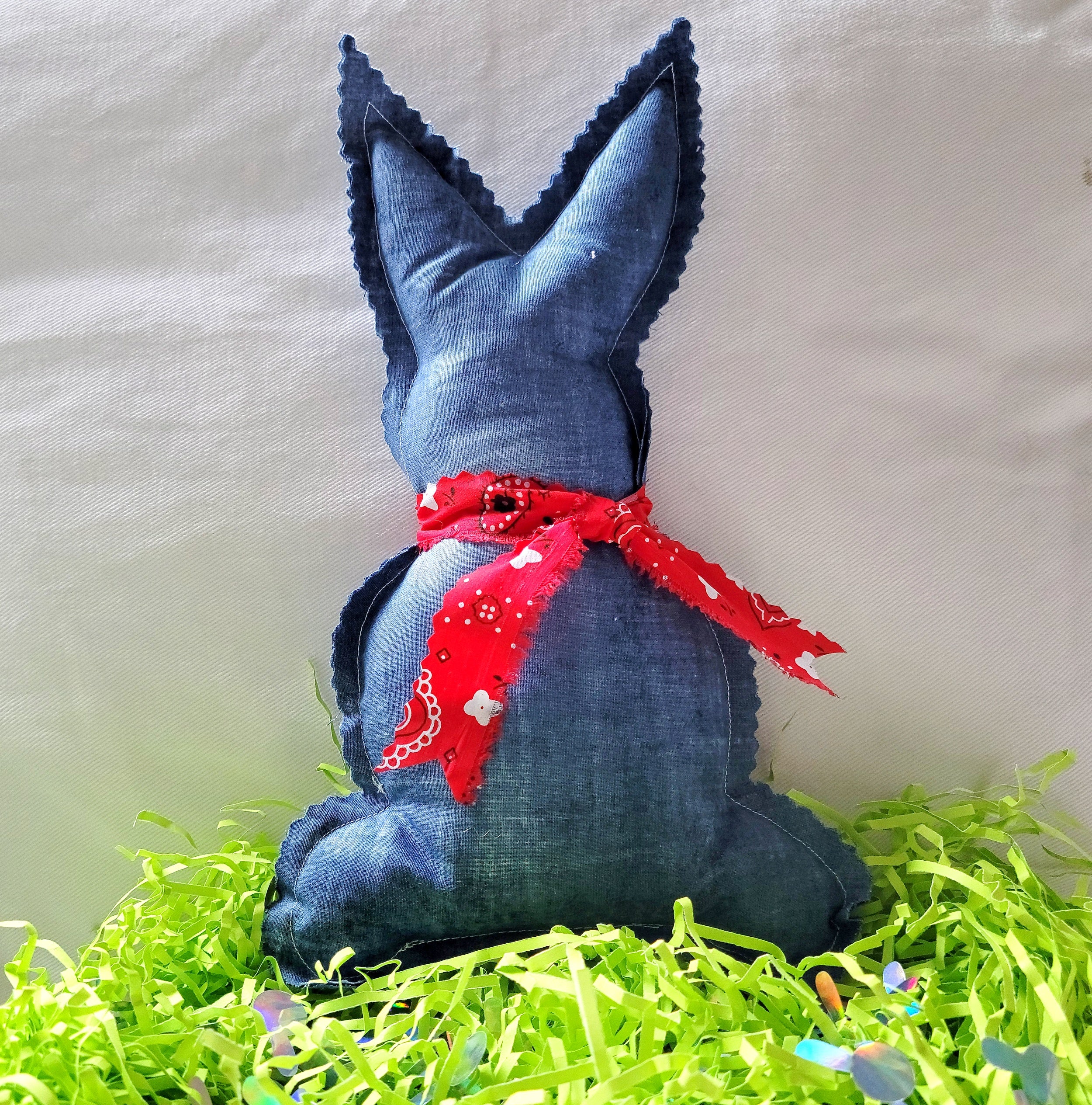 Buy denim-red-bow Easter Bunny Arrives 🐇