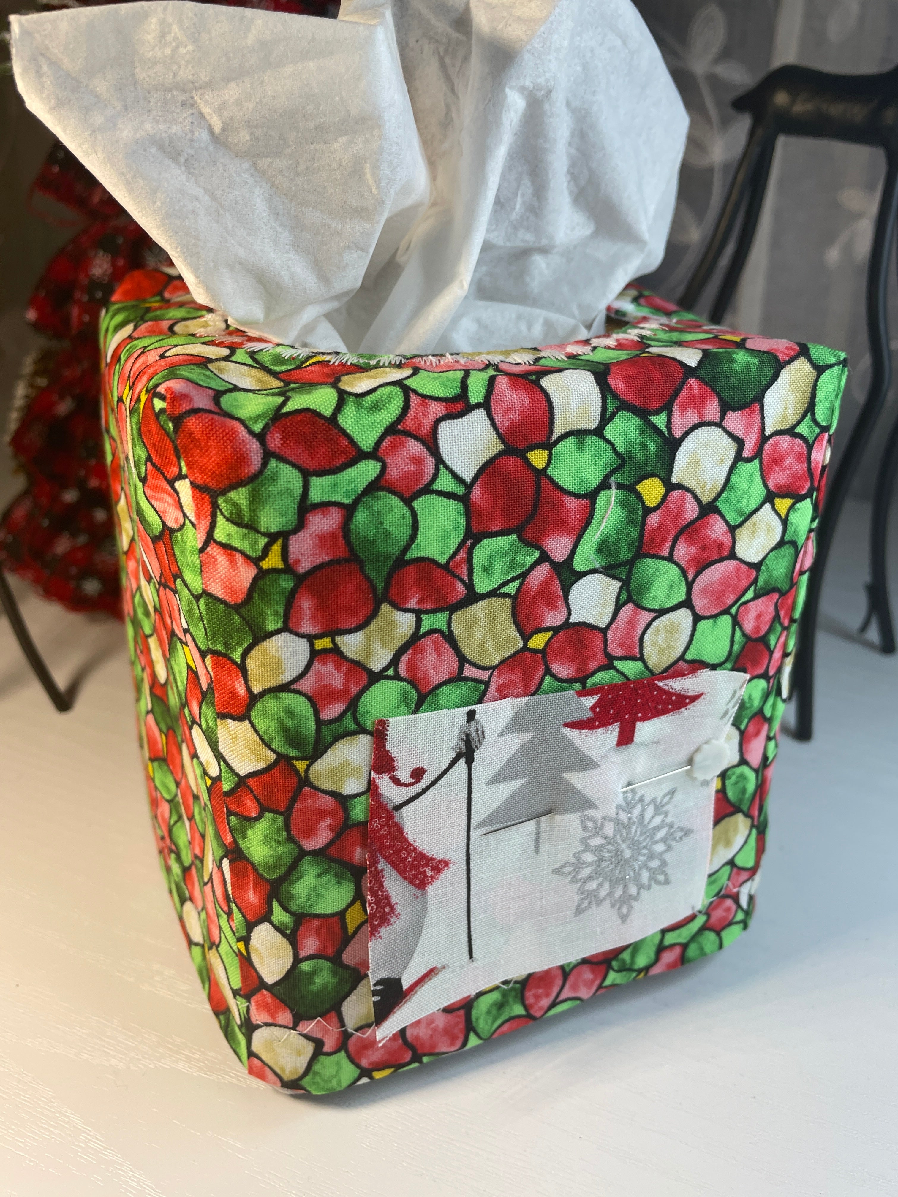 Buy christmas-stained-glass-snowmen Tissue Box - Christmas